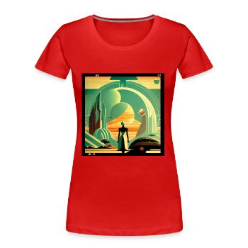 Horizonte der Zukunft - Frauen Premium Bio T-Shirt - Rot - Vorne - Mia (176cm)