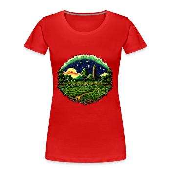 Pixelated field - Women's Premium Organic T-Shirt - red - Front - Mia (176cm)