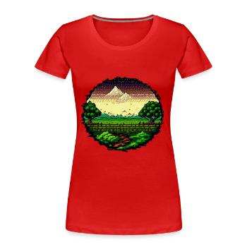 Nature Paisible - T-shirt bio Premium Femme - rouge - Devant - Mia (176cm)