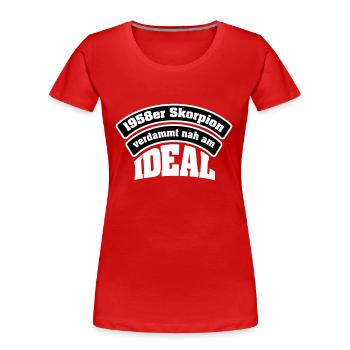 1958 / Geburtstag / November / Skorpion - Frauen Premium Bio T-Shirt - Rot - Vorne - Mia (176cm)
