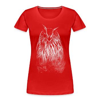 Das Lächeln von Herrn Owl. Eule, Eule - Frauen Premium Bio T-Shirt - Rot - Vorne - Mia (176cm)