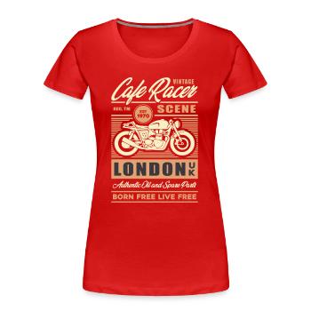 Cafe Racer Vintage Londres Retro Motorbike Design - T-shirt bio Premium Femme - rouge - Devant - Mia (176cm)