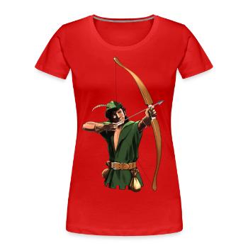 Robin Hood - Pfeil und Bogen - Geschenk - Frauen Premium Bio T-Shirt - Rot - Vorne - Mia (176cm)