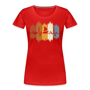 Retro Motorboot Heartbeat Motorboot - Frauen Premium Bio T-Shirt - Rot - Vorne - Mia (176cm)
