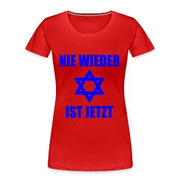 Nie wieder ist jetzt - Frauen Premium Bio T-Shirt - Rot - Vorne - Mia (176cm)