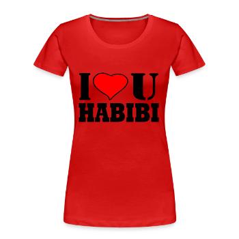 HABIBI - T-shirt bio Premium Femme - rouge - Devant - Mia (176cm)