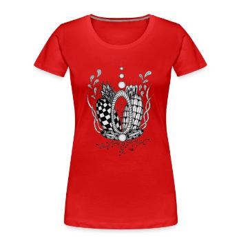 Type d’enchevêtrement : Design floral avec forme géométrique - T-shirt bio Premium Femme - rouge - Devant - Mia (176cm)