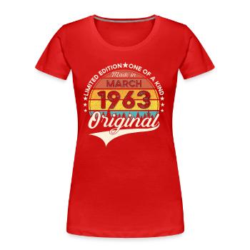 60. Geburtstag Mann Original März Jahrgang 196 - Frauen Premium Bio T-Shirt - Rot - Vorne - Mia (176cm)