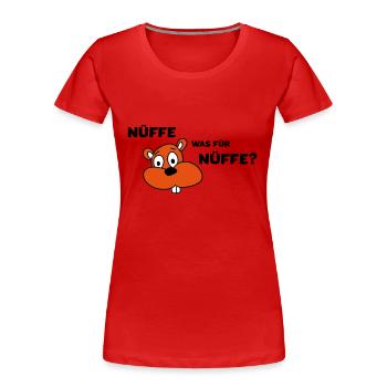 Nüffe was für Nüffe? - Frauen Premium Bio T-Shirt - Rot - Vorne - Mia (176cm)