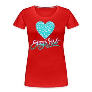 Stay Wild with leopard pattern heart - Women's Premium Organic T-Shirt - red - Front - Mia (176cm)