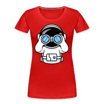 Astronaut mit Fernglas - Frauen Premium Bio T-Shirt - Rot - Vorne - Mia (176cm)