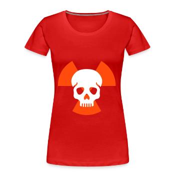 Crâne sans mâchoire inférieure avant les signes avant-coureurs de radiation - T-shirt bio Premium Femme - rouge - Devant - Mia (176cm)