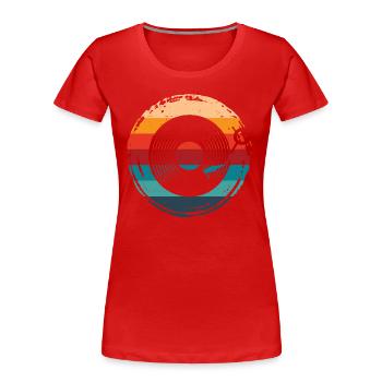 Disque Vinyle, Rétro - T-shirt bio Premium Femme - rouge - Devant - Mia (176cm)