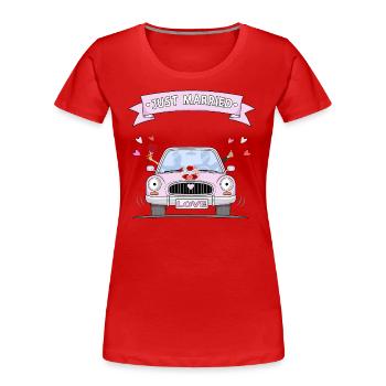 Voiture de mariage tout juste mariée rose - T-shirt bio Premium Femme - rouge - Devant - Mia (176cm)