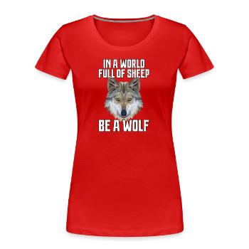 Polygone du loup - T-shirt bio Premium Femme - rouge - Devant - Mia (176cm)