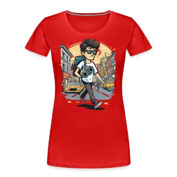 Le photographe urbain - T-shirt bio Premium Femme - rouge - Devant - Mia (176cm)