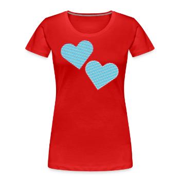 Bavarian hearts as patches. - Women's Premium Organic T-Shirt - red - Front - Mia (176cm)