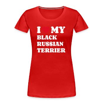 I Love My Black Russian Terrier Hundebesitzer - Frauen Premium Bio T-Shirt - Rot - Vorne - Mia (176cm)