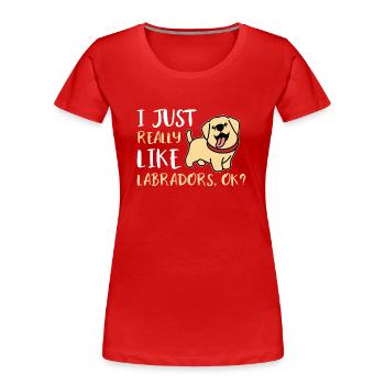 Labradore - Frauen Premium Bio T-Shirt - Rot - Vorne - Mia (176cm)