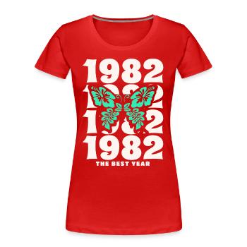 Groovy und Vintage 1982 40-jähriges Jubiläum - Frauen Premium Bio T-Shirt - Rot - Vorne - Mia (176cm)