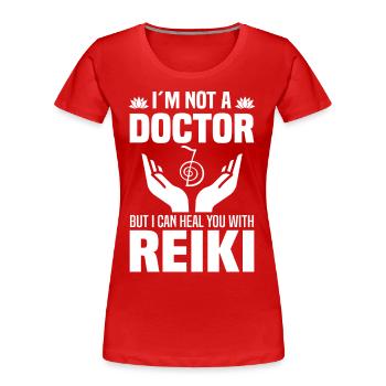 Reiki Geschenkideen | Reiki Meister Achtsamkeit - Frauen Premium Bio T-Shirt - Rot - Vorne - Mia (176cm)