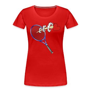 tennis matchball tennisball fuzzy-balls tennislove - Women's Premium Organic T-Shirt - red - Front - Mia (176cm)