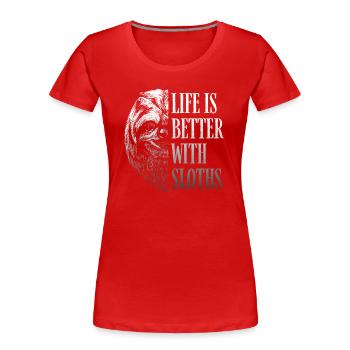 Life Is Better With Sloths Sloth Retro Sloth - Women's Premium Organic T-Shirt - red - Front - Mia (176cm)
