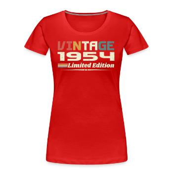 Jahrgang 1954 Geschenk 1954 Geburtstag 1954 Retro - Frauen Premium Bio T-Shirt - Rot - Vorne - Mia (176cm)
