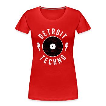Detroit Techno Classic Shirt Vinyle EDM Electronique - T-shirt bio Premium Femme - rouge - Devant - Mia (176cm)