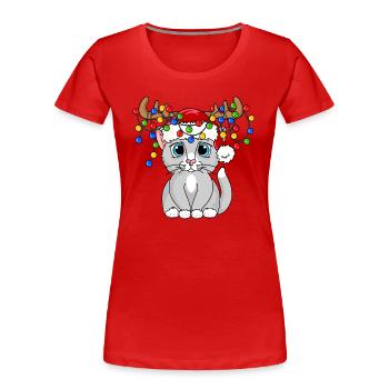 Weihnachts Mieze - Frauen Premium Bio T-Shirt - Rot - Vorne - Mia (176cm)