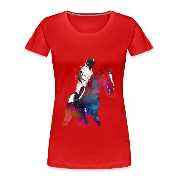 Rider #rider #horse #sport - Women's Premium Organic T-Shirt - red - Front - Mia (176cm)