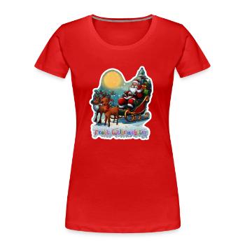 Traîneau à rennes avec le Père Noël - T-shirt bio Premium Femme - rouge - Devant - Mia (176cm)