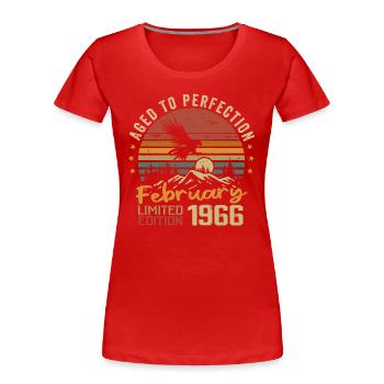 Born in February 1966 Birthday 1966 February - Women's Premium Organic T-Shirt - red - Front - Mia (176cm)