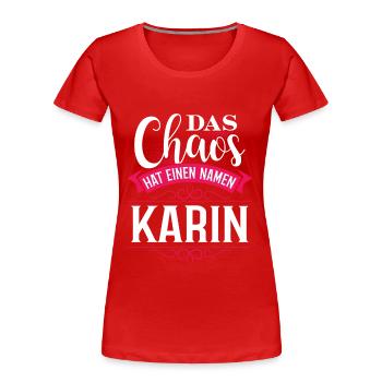 KARIN - Chaos - Frauen Premium Bio T-Shirt - Rot - Vorne - Mia (176cm)