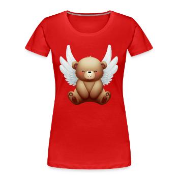 Bear with angel wings, Spiritual animal design - Women's Premium Organic T-Shirt - red - Front - Mia (176cm)
