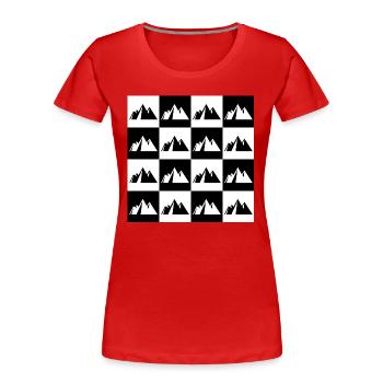 Damier De Montagnes Pour Pratiquant De Randonnée - T-shirt bio Premium Femme - rouge - Devant - Mia (176cm)