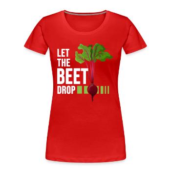 Jardinier végétalien betterave potager bio éco - T-shirt bio Premium Femme - rouge - Devant - Mia (176cm)