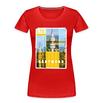 Dortmund Allemagne Ville Skyline Accueil Amour - T-shirt bio Premium Femme - rouge - Devant - Mia (176cm)
