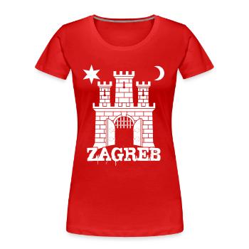 Zagreb - Frauen Premium Bio T-Shirt - Rot - Vorne - Mia (176cm)