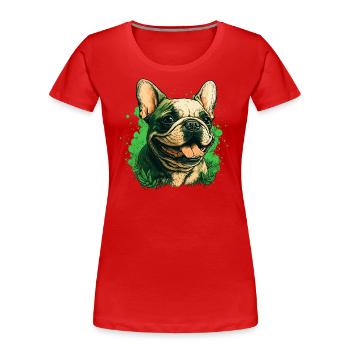 Französische Bulldogge - Frauen Premium Bio T-Shirt - Rot - Vorne - Mia (176cm)