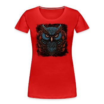 Kunstvolle Eule - Frauen Premium Bio T-Shirt - Rot - Vorne - Mia (176cm)