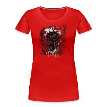 Dark Red Rose - Frauen Premium Bio T-Shirt - Rot - Vorne - Mia (176cm)