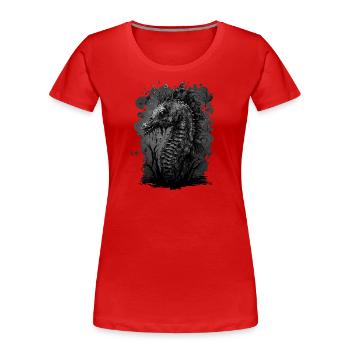 Crinchy Seepferdchen - Frauen Premium Bio T-Shirt - Rot - Vorne - Mia (176cm)