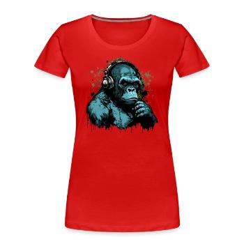 Gorilla Disc Jockey - Frauen Premium Bio T-Shirt - Rot - Vorne - Mia (176cm)