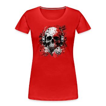 Zombie skull Disc Jockey - Frauen Premium Bio T-Shirt - Rot - Vorne - Mia (176cm)