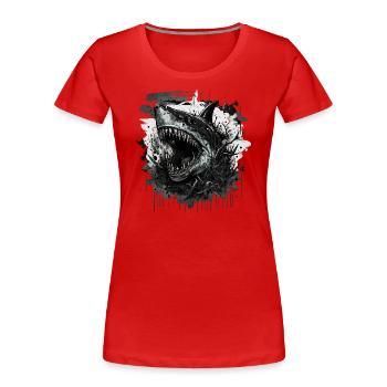 Requin de mauvaise humeur - T-shirt bio Premium Femme - rouge - Devant - Mia (176cm)