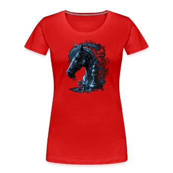 Springer Schach Pferd - Frauen Premium Bio T-Shirt - Rot - Vorne - Mia (176cm)
