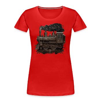 Locomotive à vapeur - T-shirt bio Premium Femme - rouge - Devant - Mia (176cm)