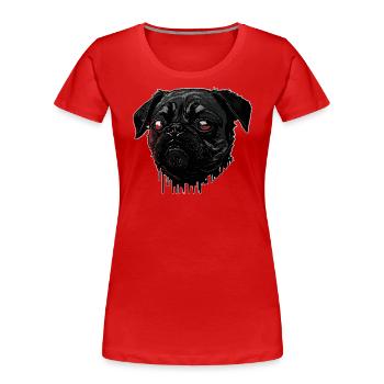 Carlin effrayant - T-shirt bio Premium Femme - rouge - Devant - Mia (176cm)