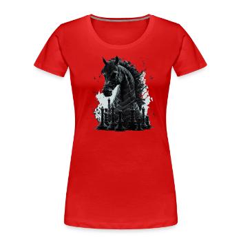 Springer Schach Pferd - Frauen Premium Bio T-Shirt - Rot - Vorne - Mia (176cm)